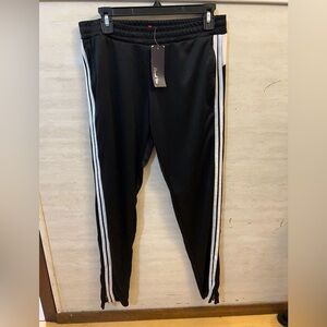 NWT- Carol Vee Black Track Pants with White Stripes